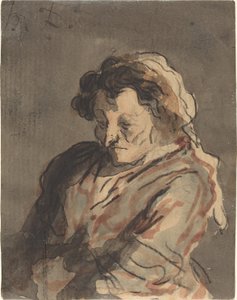 Vieille femme assise - Honoré Daumier