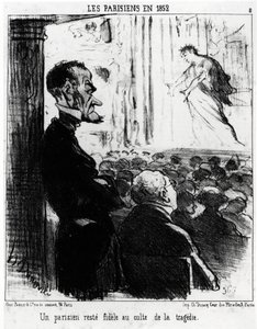Parisiens en 1852 : un Parisien reste fidèle au culte des tragédies. Illustration d