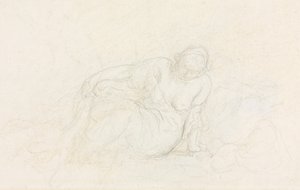 Femme allongée appuyée sur son bras, verso, 1855-1860