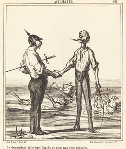 Se demandant si, le duel fini, ils ne vont pas être plumés - Honoré Daumier