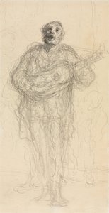 Guitariste chantant (recto) - Honoré Daumier