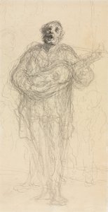 Guitariste chantant (recto), 1855-60 - Honoré Daumier