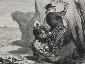 Le Bon Bourgeois (plaque 3) : Je veux laisser un monument impérissable de notre visite à cette falaise... - Honoré Daumier