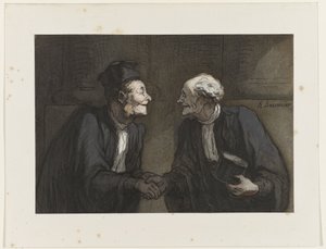 Deux avocats se serrant la main, vers 1840 - Honoré Daumier