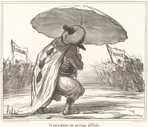 Un Parasol dans une position difficile - Honoré Daumier
