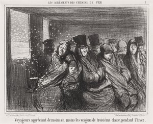 Voyageurs appréciant de moins en moins les wagons de troisième classe... - Honoré Daumier