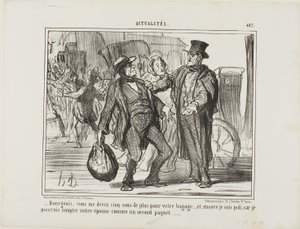 "- Citoyen, tu me dois encore cinq sous pour tes bagages, et je suis d