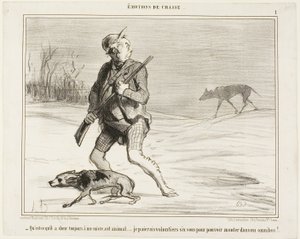 "- Je me demande pourquoi cette bête me suit tout le temps... Je paierai volontiers 6 sous pour sauter dans un bus", planche 1 de Émotions De Chasse