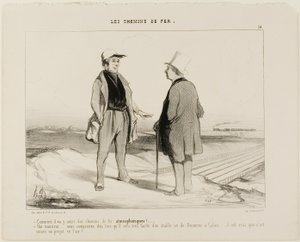 "- Comment ça, il y aura bientôt des trains aériens  - Mais bien sûr, Monsieur... voyez-vous, il sera alors très facile d