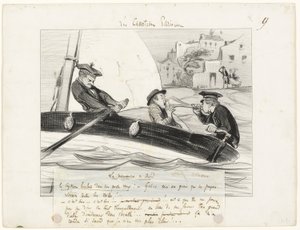 Une manœuvre de bateau, planche neuf des Canotiers Parisiens - Honoré Victorin Daumier