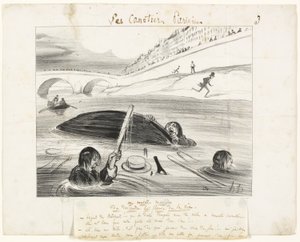 Une nouvelle façon de flotter sur le fleuve de la vie, troisième planche des Canotiers Parisiens - Honoré Victorin Daumier