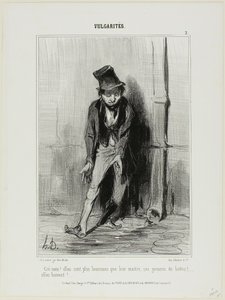 " Putain ! Elles sont plus heureuses que leur maître.... ces chiennes de bottes... elles boivent !", planche 2 de Vulgarités - Honoré Victorin Daumier