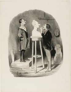 Monsieur Filochard, ancien commerçant, retraité, éprouve le besoin de transmettre son buste en marbre à la postérité la plus lointaine, planche 68 des Bons bourgeois.