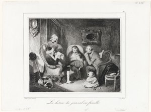 Lire le journal dans le cercle familial - Honoré Victorin Daumier