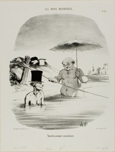 Détente pendant les jours de chien, planche 33 des Bons Bourgeois - Honoré Victorin Daumier