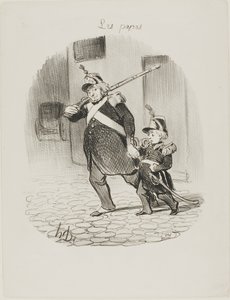 Le jour de la grande parade, planche 6 des Papas - Honoré Victorin Daumier