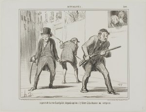 Vue de la rue Lacépède lors de la chasse au serpent, planche 500 des Actualités - Honoré Victorin Daumier