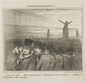 Vue du Grand Hall, planche 1 du Souvenirdu Grand Festival des Orphéonistes - Honoré Victorin Daumier