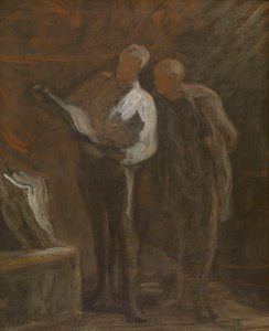 Collectionner des gravures, vers 1870-73 (huile sur toile) - Honore Daumier