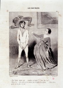 Extrait du journal « Le Charivari » Série « Les Bas Bleus » Une femme comme moi... remettre un bouton ? ... vous êtes fou ! ... 23 mai - Honoré Daumier