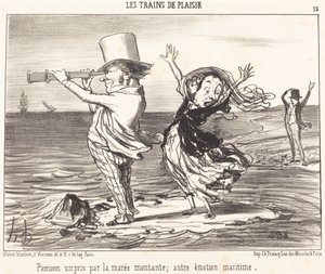 Parisiens surpris par la marée... - Honoré Daumier