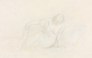 Femme allongée appuyée sur son bras (verso) - Honoré Daumier