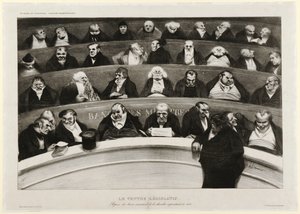 Le ventre législatif : Vue des bancs ministériels dans la chambre improvisée de 1834 - Honoré Daumier