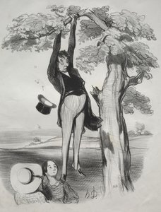 Les dangers de secouer un prunier trop vigoureusement (quand on est un homme adulte) - Honoré Daumier