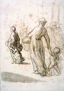 Deux femmes et un enfant, c.1848-50 - Honoré Daumier