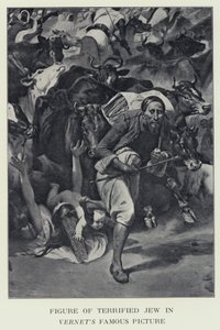 Figure de Juif terrifié dans la célèbre image de Vernet - supposée être une représentation du Baron James Rothschild