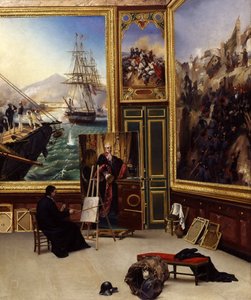 Frère Philippe copiant le portrait du marquis de Fontanes au musée de Versailles - Emile Jean Horace Vernet