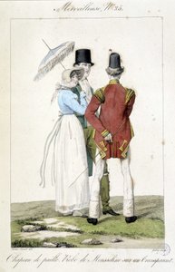 Gravure de mode par Horace Vernet (1789 - 1863) réalisée vers 1810 pour le numéro 25 d