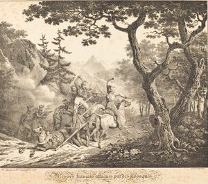 Français blessés attaqués par un cosaque - Horace Vernet and Hippolyte Lecomte