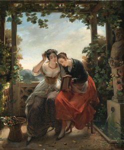 Jeunes filles se regardant dans un miroir - Hortense Haudebourt Lescot