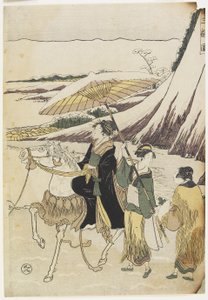 Trois femmes voyageant à travers un ravin, 1794-96 - Hosoda Eiri