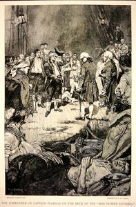 La reddition du capitaine Pearson à John Paul Jones sur le pont du Bonhomme Richard en 1779