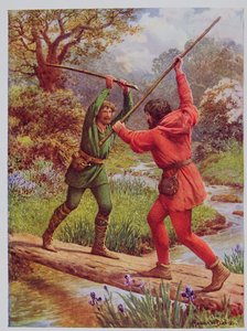 Le combat entre Robin des Bois et Petit Jean, illustration de 