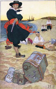 Trésor enterré, du livre des pirates de Howard Pyle publié par Harper & Bros, 1921