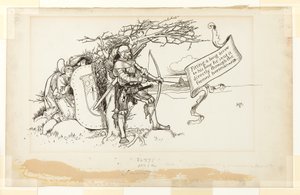 Illustration pour The Accommodating Circumstance, II; Ajustant une longue flèche à son arc, il l