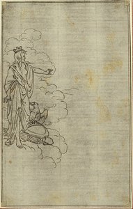 Étude pour "La Pharsale" de Lucain, Canto I, personnage féminin debout avec couronne - Hubert Francois Gravelot