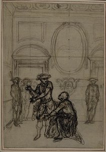 Étude pour une deuxième édition, jamais publiée, de "La Partie de Chasse de Henri IV" de Colle, Acte I, Scène 6 - Hubert Francois Gravelot