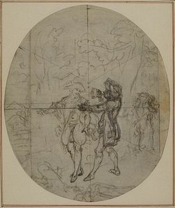 Étude pour une deuxième édition, jamais publiée, de "La Partie de Chasse de Henri IV" de Colle, Acte II, Scène 11 - Hubert Francois Gravelot