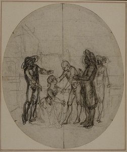 Étude pour une deuxième édition, jamais publiée, de "La Partie de Chasse de Henri IV" de Colle, Acte III, Scène 11 - Hubert Francois Gravelot