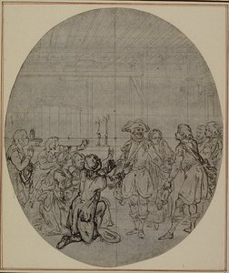Étude pour une deuxième édition, jamais publiée, de "La Partie de Chasse de Henri IV" de Colle, Acte III, Scène 13 - Hubert Francois Gravelot