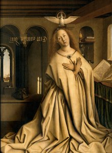 (détail) de la Vierge Annonciatrice, du panneau droit extérieur du Retable de Gand