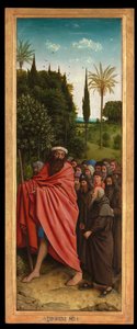 Les Pèlerins guidés par Saint Christophe, du côté droit du Retable de Gand - Hubert & Jan van (1390 1441) Eyck