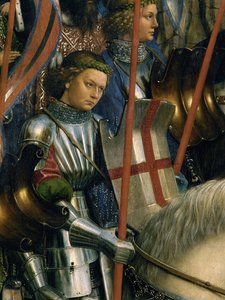 Saint Georges, des Chevaliers du Christ, du côté gauche du Retable de Gand (détail)