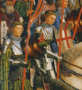 (détail) Les Chevaliers du Christ, du côté gauche du Retable de Gand - Hubert & Jan van (1390 1441) Eyck
