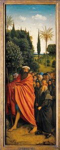 Les Pèlerins guidés par Saint Christophe, du côté droit du Retable de Gand - Hubert & Jan van (1390 1441) Eyck