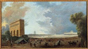 Révolution française: Fête de la Fédération Nationale célébrée au Champ de Mars à Paris le 14 juillet 1790. Peinture de Hubert Robert (1733-1808). 1790 - Hubert Robert